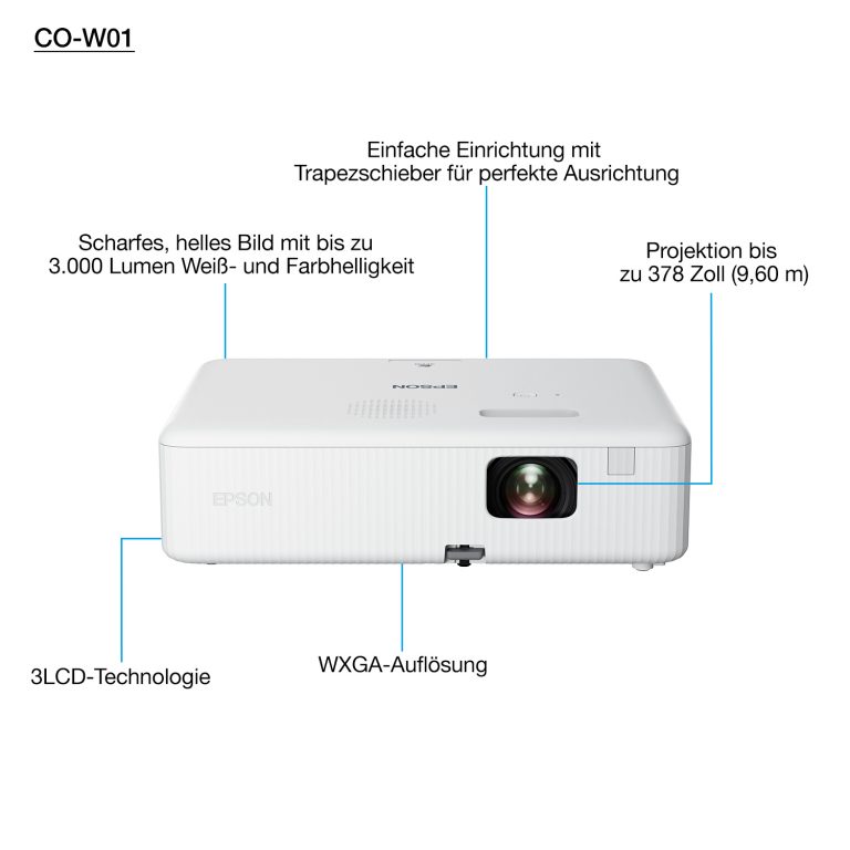 Epson CO-W01 3000 ANSI Lumen 3LCD WXGA (1200x800) Weiß