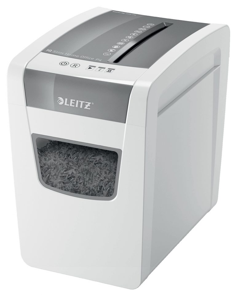 Leitz IQ Slim Office P-4 Aktenvernichter Kreuzschreddern 58 dB 22 cm Weiß