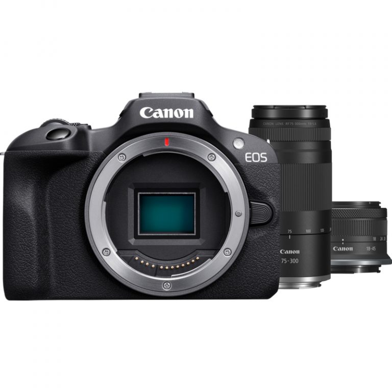 Canon EOS R100 + RF-S 18-45mm F4.5-6.3 IS STM Lens + RF 75-300mm F4-5.6 Lens MILC 24,1 MP CMOS 6000 x 4000 Pixel Schwarz