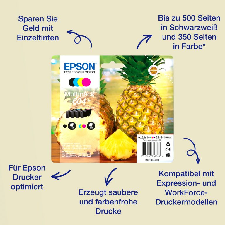 Epson 604 Druckerpatrone 1 Stück(e) Original Standardertrag Schwarz, Cyan, Magenta, Gelb