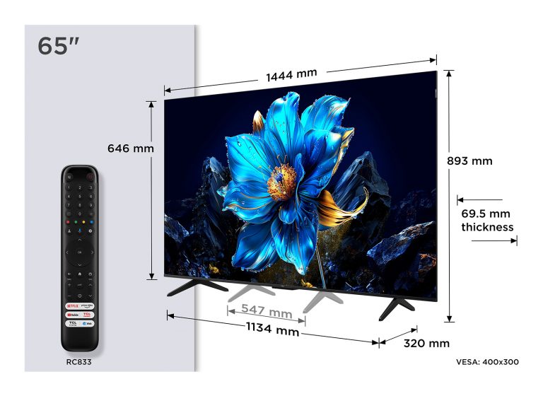 TCL P7K 65P7K Fernseher 165,1 cm (65") 4K Ultra HD Smart-TV WLAN Metallisch 450 cd/m²